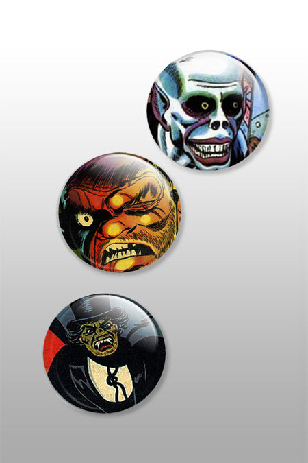 Horror comic book badge set : monsters